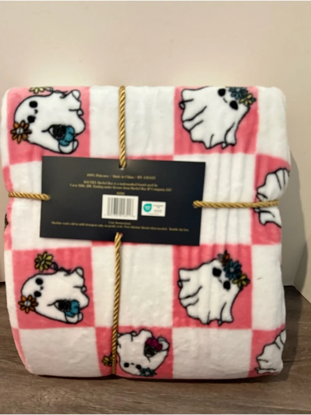 Cute RACHEL Rachel Roy Flannel Plush Ghost Print Blanket- Size Twin- NWT